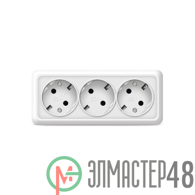 Розетка 3-м ОП Олимп с заземл. бел. UNIVersal 1161