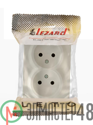 Розетка 2-мест. без заземл. LETO закрытый корпус ПБТ крем LEZARD 752-0300-128B