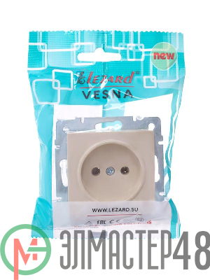 Розетка 1-м СП Vesna без заземл. ПБТ механизм крем. LEZARD 742-0388-121B