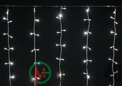 Гирлянда "Занавес" 1.5х1.5м 160LED тепл. бел. IP20 провод прозр. 230В транзит IEK LGDB201-1-160-L1-T-S-20