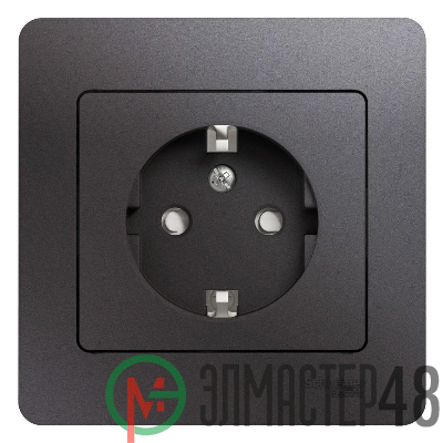 Розетка 1-м СП Glossa 16А IP20 250В с заземл. защ. шторки в сборе графит SchE GSL001344