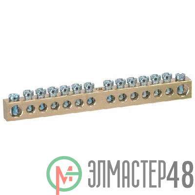 Шина NO-122-33 PEN "земля-ноль" 8х12мм 14/1 крепеж по центру латунь ЭРА Б0047248