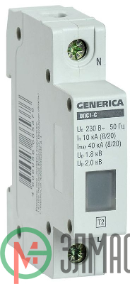 Ограничитель перенапряжения ОПС1-C 1Р 10/40кА 230В GENERICA IEK MOP20-1-C-G
