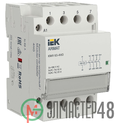 Контактор модульный KMR 63А 230В AC 4НО ARMAT IEK AR-KMR10-063-40-230
