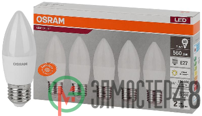 Лампа светодиодная LED Value LVCLB60 7SW/830 230В E27 2х5 RU (уп.5шт) OSRAM 4058075578012