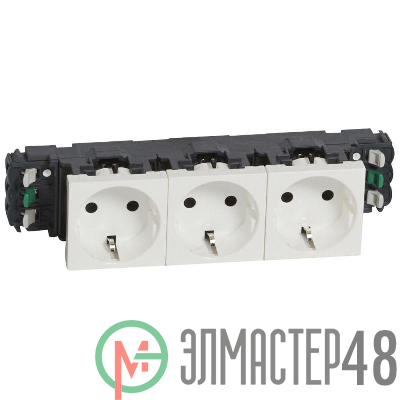 Механизм розетки 3-м СП Mosaic New 6мод. для кабель-канала DLP с заземл. бел. Leg 077403