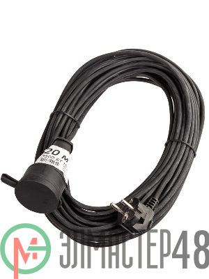 Удлинитель-шнур 1х20м 10А IP44 3500Вт 220-350В КГ 2х1.0мм каучук КОСМОС YSHKsm20m-1g(10A)KG
