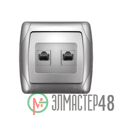 Розетка компьютерная 2-м Маргарита RJ45 серебр. UNIVersal 1083-S