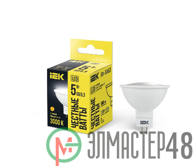 Лампа светодиодная ECO MR16 5Вт 3000К тепл. бел. GU5.3 450лм 230-240В ИЭК LLE-MR16-5-230-30-GU5