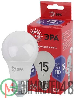 Лампа светодиодная ECO LED A60-15W-865-E27 R (диод груша 15Вт холодн E27) (10/100/1500) ЭРА Б0046357