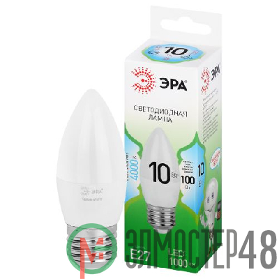 Лампа светодиодная GREEN LINE B35-10W-840-E27 GL 10Вт свеча 4000К яркий свет бел. E27 Эра Б0067096