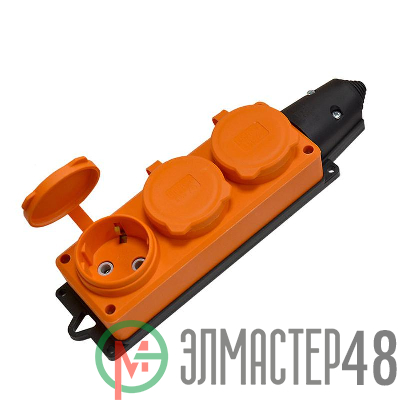 Колодка 3-м 1-ф с заглушками "КОМПАКТ" каучук оранж. Universal 3034