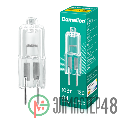 Лампа галогенная JC 10Вт 12В капс. g4 Camelion 2167