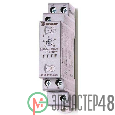 Таймер модульный мультифункциональный (AI DI SW BE CE DE) 24…240В AC/DC 1CO 8А 17.5мм регулировка времени 0.1с…24ч IP20 FINDER 805102400000