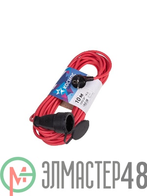 Удлинитель-шнур 1х10м 16А IP44 220В 3.5кВт ПВС 2х1.5 УХ16 Россия КОСМОС YSHKsm10m-1g(16A)S