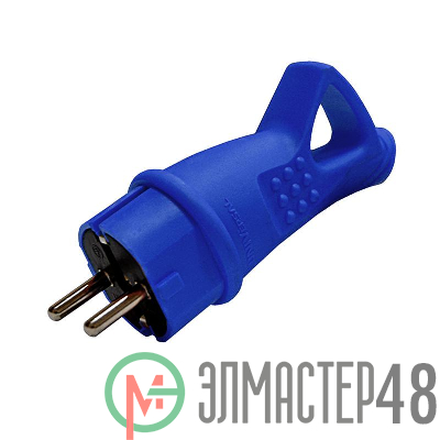 Вилка электрическая 1-м с ушком каучук син. Universal 3040