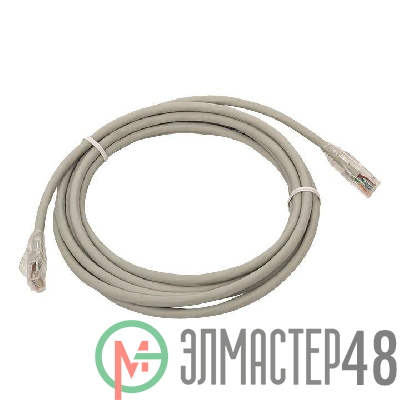 Патч-корд кат.5e неэкранированный UTP оболочка PVC сер. (5.0м) TeraLINK PRO EKF TRP-5EUTP-PVC-5M-GY