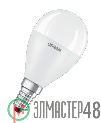 Лампа светодиодная LED STAR CLASSIC P 75 8W/830 8Вт шар 3000К тепл. бел. E14 806лм 220-240В матов. пласт. OSRAM 4058075210806