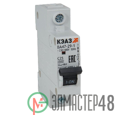 Выключатель автоматический модульный ВА47-29-1C1-УХЛ3 (4.5кА) КЭАЗ 318197