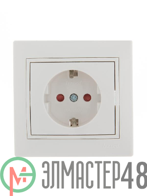Розетка 1-м СП Мира защ. шторки с заземл. бел./бел. Lezard 701-0202-124