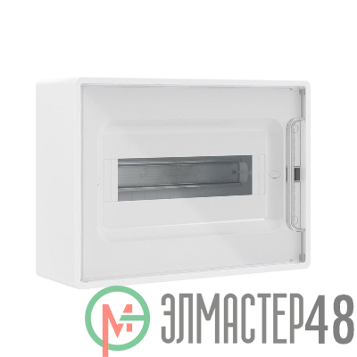 Щиток настенный 12мод. IP41 с прозр. дверцей с 2 шинами PEN на 8+6 отверст. бел. DKC F12W1WT