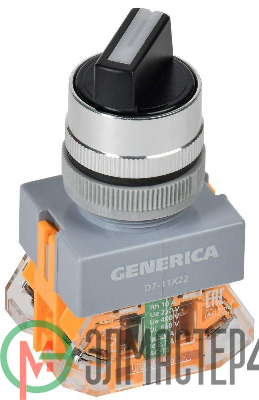 Переключатель D7-11X22 2 полож. 1НО+1НЗ возв. черн. GENERICA BSW50-11X22-3-22-2-K02-G