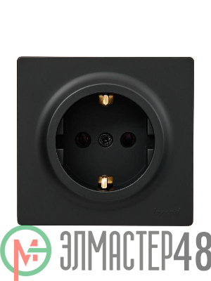 Розетка 1-мест. с заземл. LETO ПБТ черн. бархат LEZARD 752-4200-122B