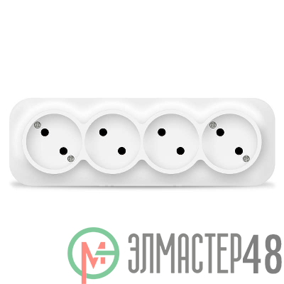 Розетка 4-м ОП 10А IP20 без заземл. бел. IONICH 1446