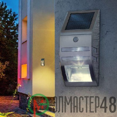 Светильник фасадный ERAFS012-26 Хром 3LED 50лм солнечная батарея ЭРА Б0044252