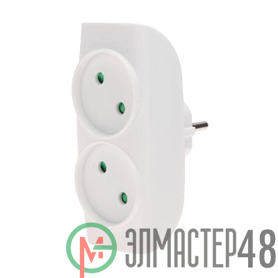 Двойник электрический 6-10А без заземл. бел. Rexant 11-1074