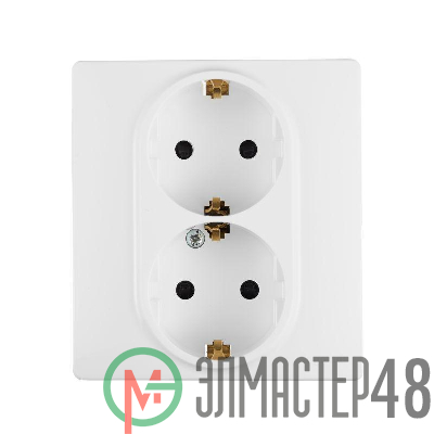 Розетка 2-м СП Etika 2К+З 16А защ. шторки с заземл. безвинт. зажимы в сборе бел. Leg 672233