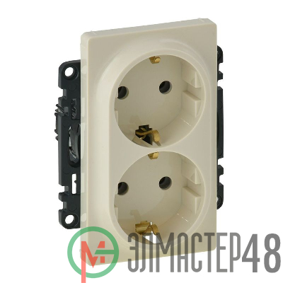 Механизм розетки 2-м Valena Life 16А 250В 2х2К+З с лицевой панелью безвинт. зажимы сл. кость Leg 753227