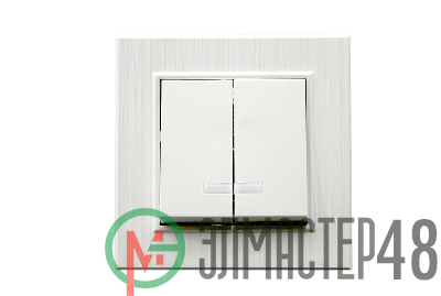 Выключатель 2-клав. с подсветкой Karea LINE STAR жемчуж. Makel 86100023