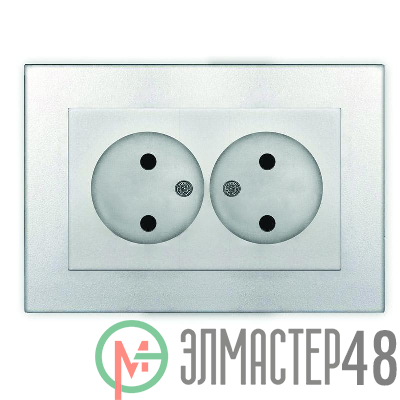 Розетка 2-м СП Афина 16А IP20 без заземл. в сборе серебр. Universal A0102-S