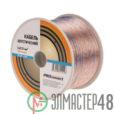 Кабель Stereo 2х0.75 BLUE LINE бухта (м) PROCONNECT 01-6204-6