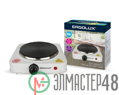 Электроплитка ELX-EP03-C01 1 конф. дисковый нагр. эл. 1000Вт 220-240В бел. Ergolux 13438
