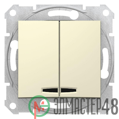 Механизм выключателя 2-кл. СП Sedna 10А IP20 с син. индик. беж. SchE SDN0300347
