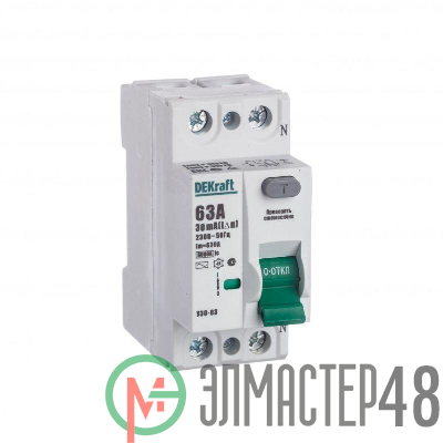 Выключатель дифференциального тока (УЗО) 2п 63А 30мА тип AC 6кА УЗО-03 SchE 14057DEK