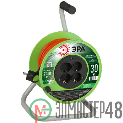 Удлинитель на катушке 4х30м с заземл. RP-4e-3х1.0-30m ПВС 3х1 Эра Б0056099