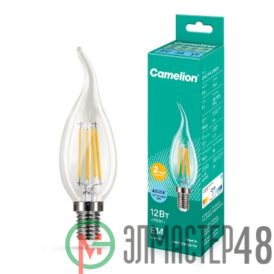 Лампа светодиодная филаментная LED12-CW35-FL/845/E14 12Вт 220В Camelion 13711