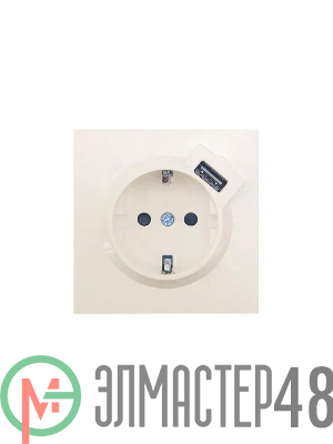Розетка 1-мест. с/з+USB разъем СП ZIMA IP20 слон. кость LEZARD 704-9088-181