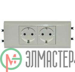 Розетка 2-м Mosaic DLP 65 2х2К+З для кабель-канала нем. станд. с суппортом с заземл. бел. Leg 077432