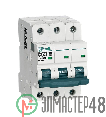 Выключатель автоматический модульный 3п C 63А 10кА ВА-105 DEKraft 13183DEK