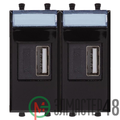 Устройство зарядное USB 2мод. 2.1А Avanti "Черный квадрат" DKC 4402542