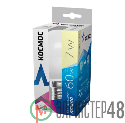 Лампа светодиодная GL45 7Вт 220В E14 3000К Космос Lksm_LED7wGL45E1430