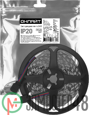 Лента светодиодная 90 680 OLS-5050RGB60-14.4-IP20-24V (уп.5м) ОНЛАЙТ 90680