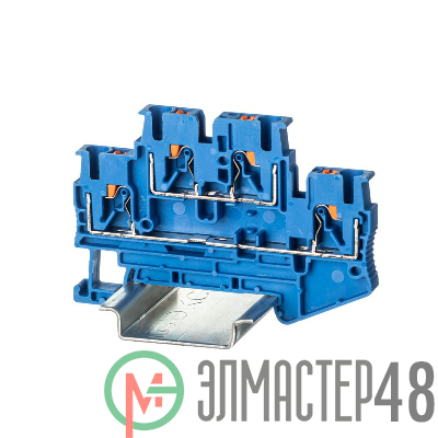 Клемма двухуровневая зажим push-in 4 точки подключения 2.5кв.мм син. DKC VPRTT-2.5-BU
