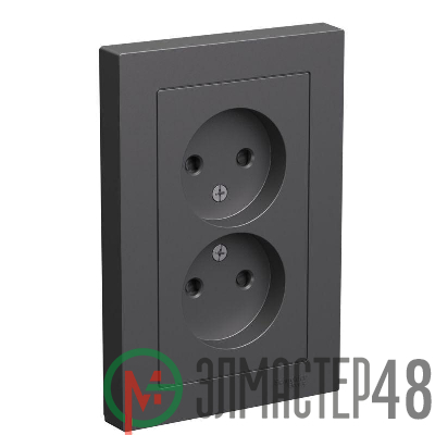 Розетка двойная AtlasDesign без заземл. со шторками16А в сборе базальт SE ATN001422