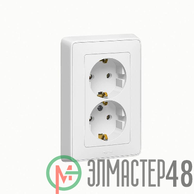 Розетка 2-м СП Cariva 16А IP20 250В 2х2P+E с заземл. немецк. стандарт бел. Leg 773627