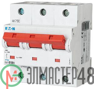 Выключатель автоматический модульный 3п C 100А 20кА PLHT-C100/3 EATON 248040